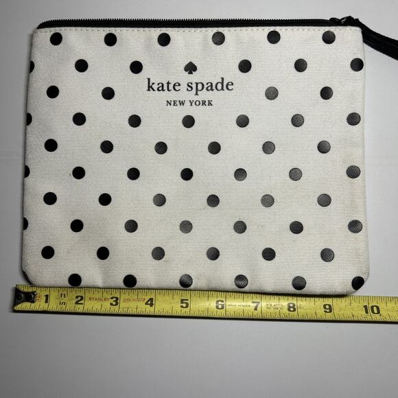 Kate Spade Black White Polka Dot Zipper Accessory Pouch Cosmetic Bag - Picture 7 of 8